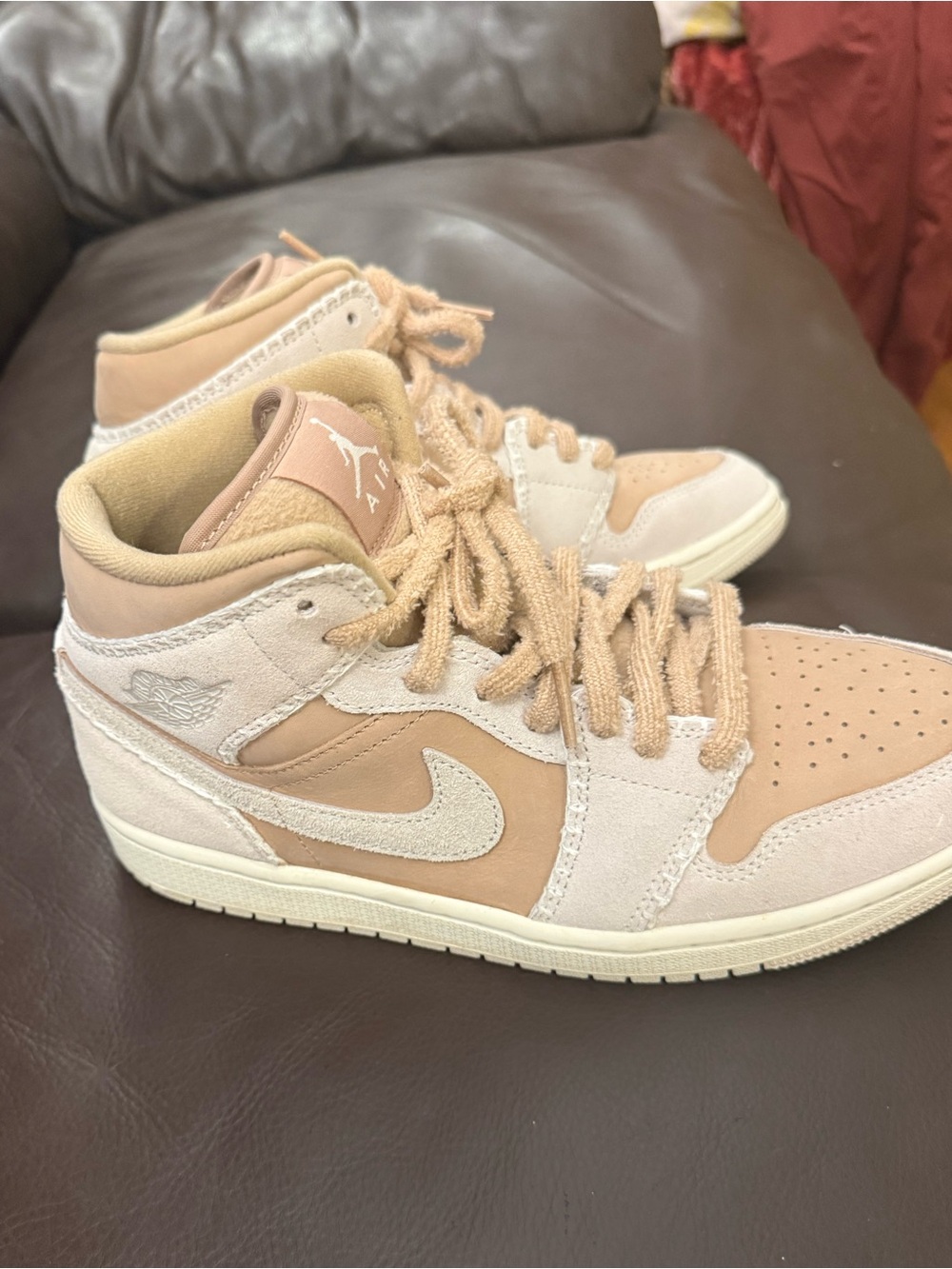 Jordan Women’s Mid-Top Sneakers in Beige and Cream